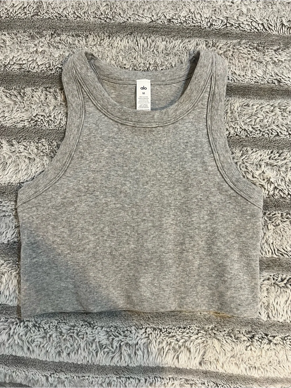 ALO Yoga Gray Ribbed Cropped Tank